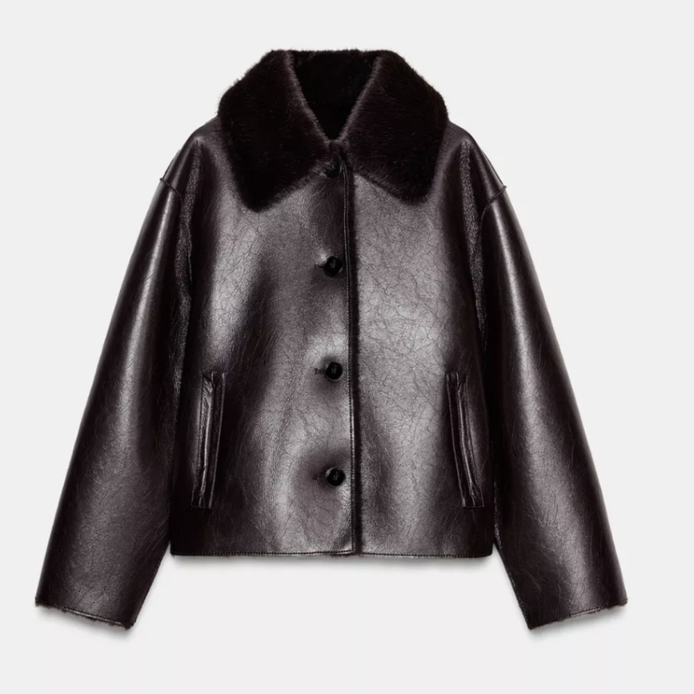 ZARA REVERSIBLE DOUBLE FACED FAUX LEATHER JACKET